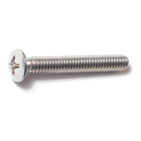 #8-32 X 1-1/4 In Phillips Oval Machine Screw, Plain Stainless Steel, 100 PK